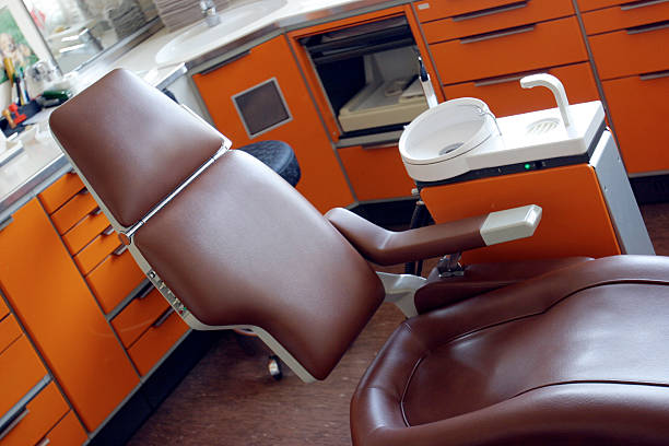 istock Dentist brwown leather chair 157165479