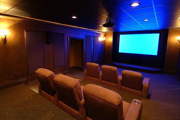 istock Home theater room with blue screen 157165483