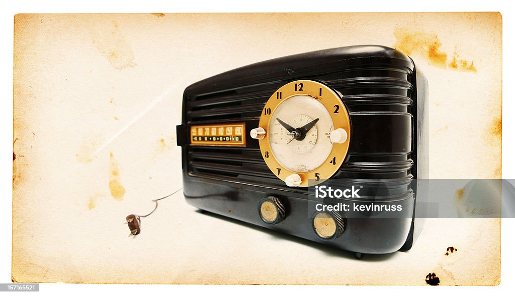 Nero Vintage Radio sveglia - Foto stock royalty-free di 1950-1959