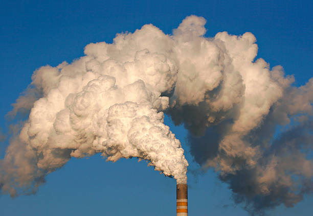 smokestack - toxic substance fumes environment carbon dioxide foto e immagini stock