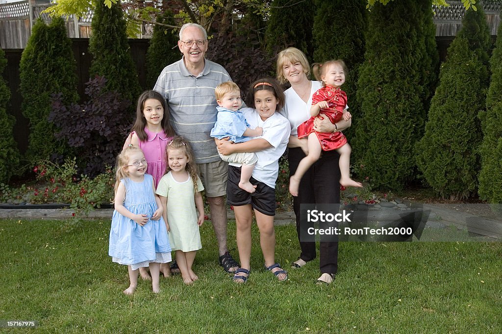 Grandparents With Grandkids  8-9 Years Stock Photo