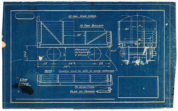 vintage blueprint stock photo