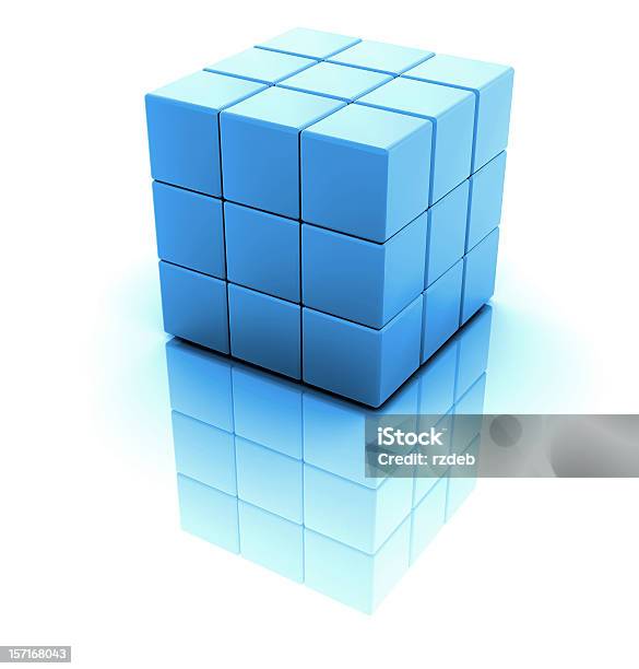 Foto de Blocos 3d Azul e mais fotos de stock de Cubo - Cubo, Azul, Fundo Branco