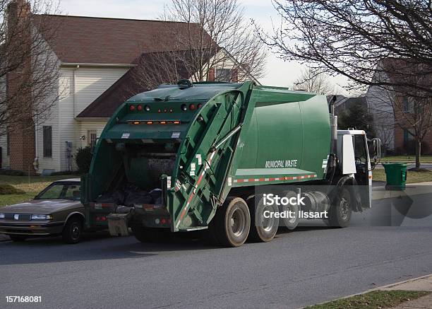Garbage Truck Stock Photo - Download Image Now - Garbage Truck, Residential District, Community