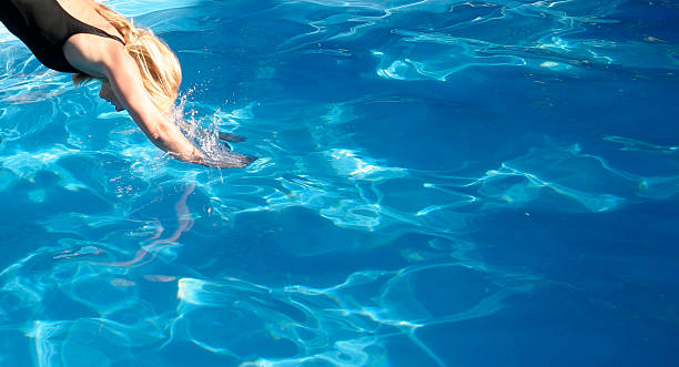 istock Blond young woman in swimming pool 157168461
