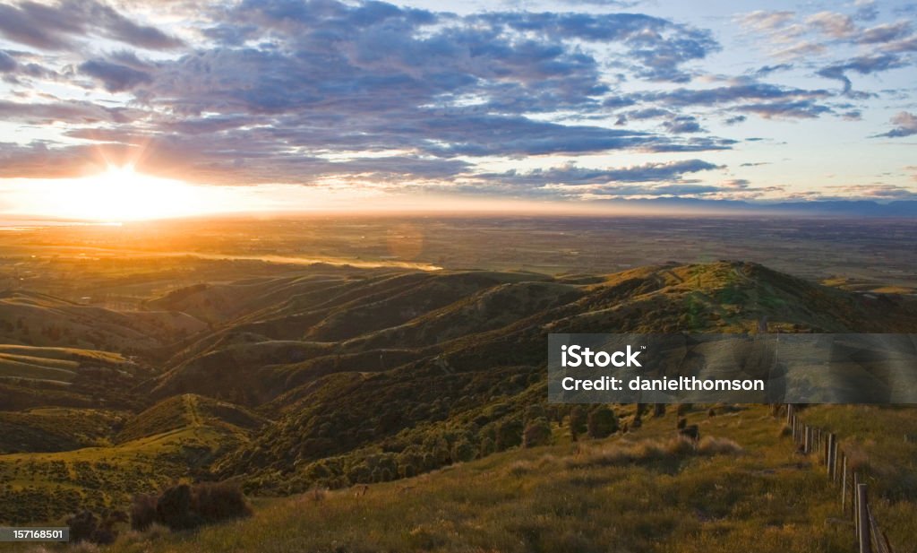 Sonnenuntergang über canterbury plains - Lizenzfrei Sonnenuntergang Stock-Foto