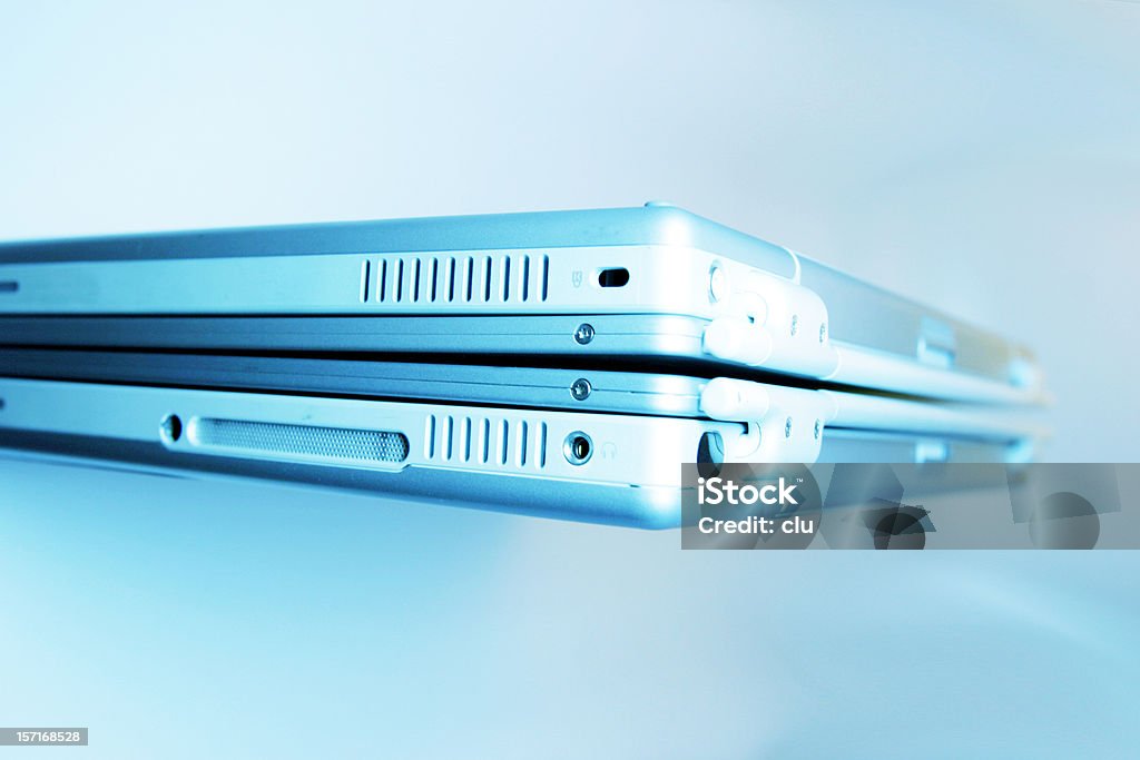 Computador portátil twins - Royalty-free Azul Foto de stock