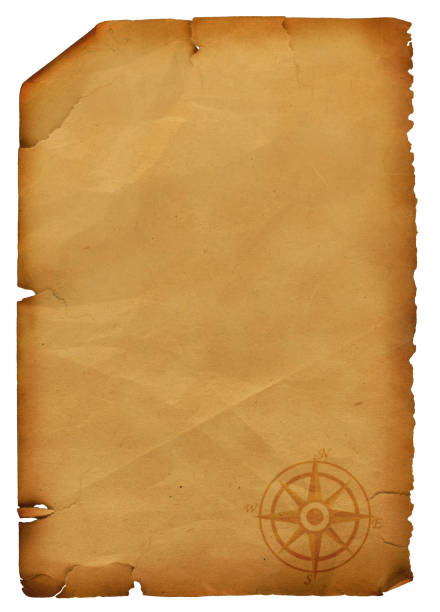 istock aged paper with a navigational compass - isolated on white 157168712