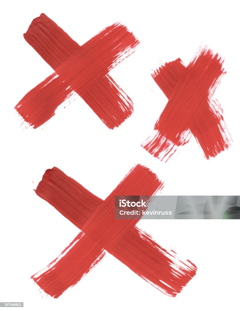 Three Thickly Painted Red Exes hand painted x's Letter X Stock Photo