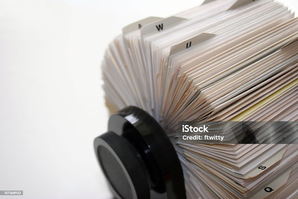 Close-up shot of a full Rolodex Circular Rolodex card file Rotary Card File Stock Photo