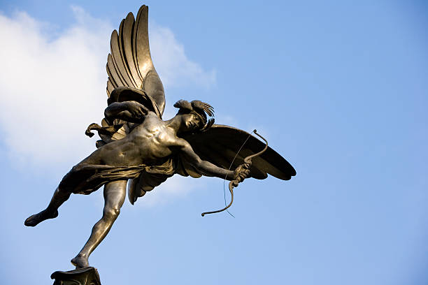 The statue of Eros basking in the late afternoon sun in London's Piccadilly Circus.