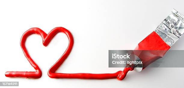 Red Painted Heart Stock Photo - Download Image Now - Pattern, Color Image, Horizontal