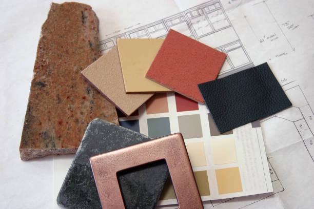 Construction - Color Samples 4 Color samples of stone,granite,stucco,paint,leather for remodeling. blueprint fabric swatch tile color swatch stock pictures, royalty-free photos & images