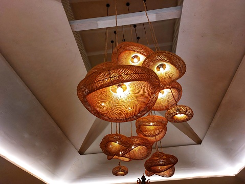 hanging lamp decoration from woven bamboo