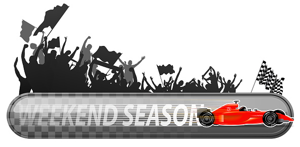 drawing of vector weekend racing banner. Created by Illustrator CS6. This file of transparent.