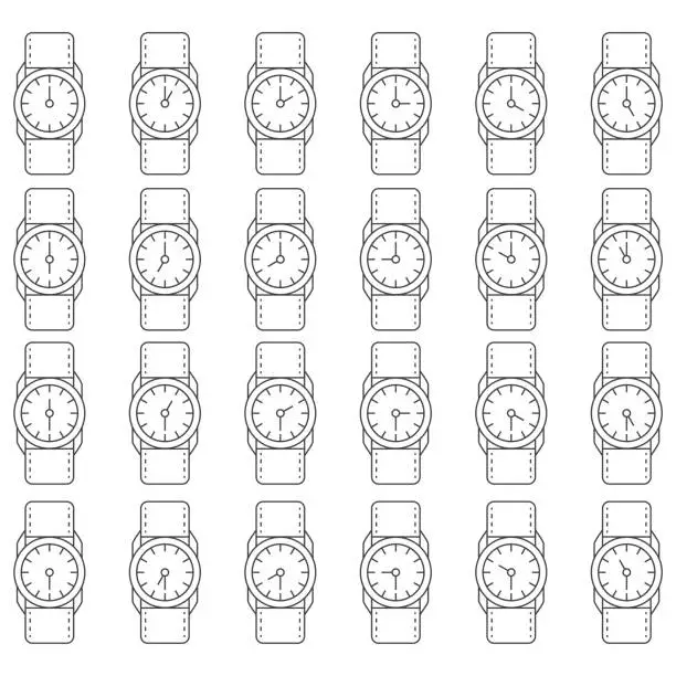 Vector illustration of Wrist watch outline set