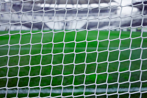 istock Soccer goal net and the stadium 157172734