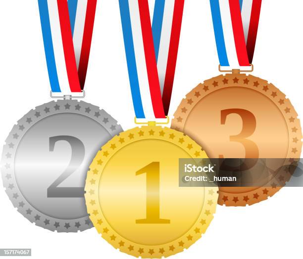 Medalhas - Arte vetorial de stock e mais imagens de Bronze - Cores - Bronze - Cores, Bronze - Liga, Competição