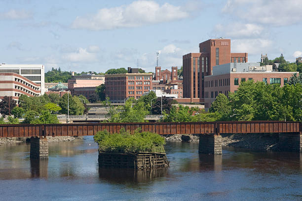 istock River with a low bridge in Bangor, Wales 157176690