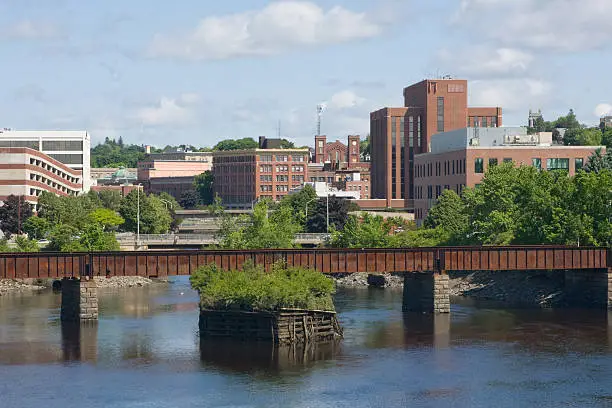 Photo of River with a low bridge in Bangor, Wales