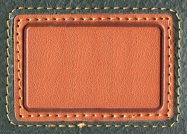 空白のジーンズのラベル - leather sewing label patch ストックフォトと画像