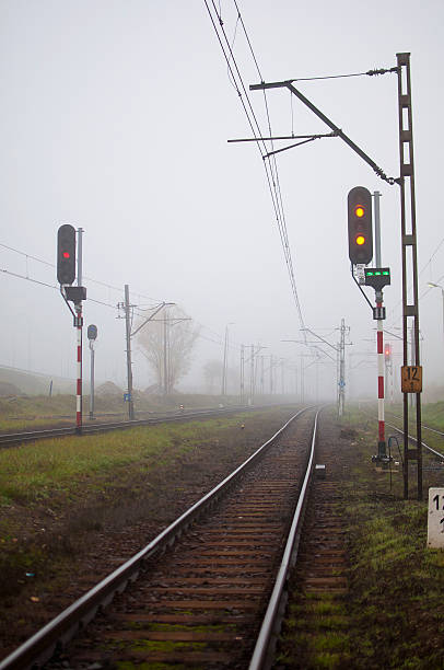 istock railroad tracks in the fog 157176757