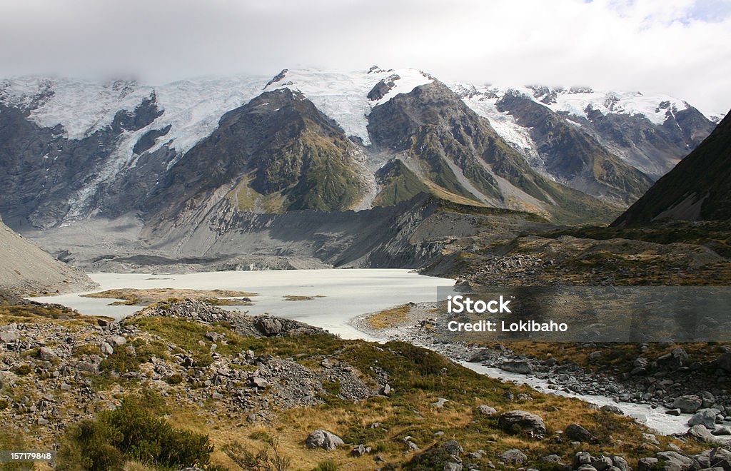 Vista da trilha do vale Hooker - Foto de stock de Alpes do sul da Nova Zelândia royalty-free