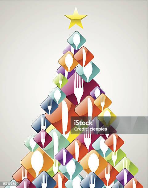 Silverware Pine Tree Pattern Silverware Christmas Pine Tree Stock Illustration - Download Image Now ...