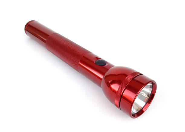 Red Flashlight, isolated on white, clipping path included stock photo