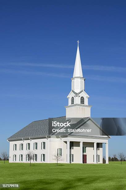 White Community Church Stock Photo - Download Image Now - Church, Small Town America, USA