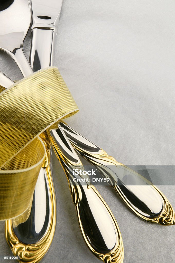Elegante talheres de - Foto de stock de Dourado - Descrição de Cor royalty-free