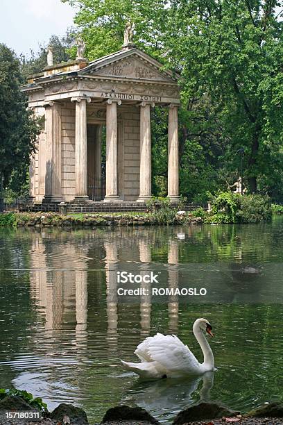 Templo De Aesculapius Y Swan En La Villa Borghese Pond Roma Foto de stock y más banco de imágenes de Villa Borghese