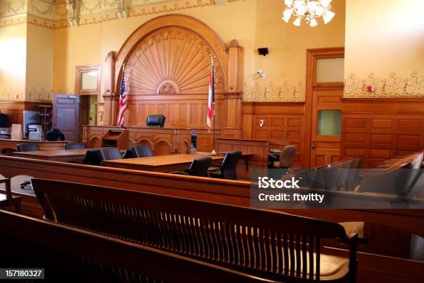 American Courtroom 3 Stock Photo - Download Image Now - Courtroom, No People, Bench