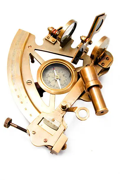 Photo of A sextant isolated on white background