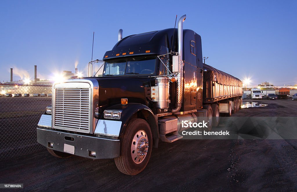Truck, Tractor Trailer Parked truck at steel factory Ontario - Canada Stock Photo