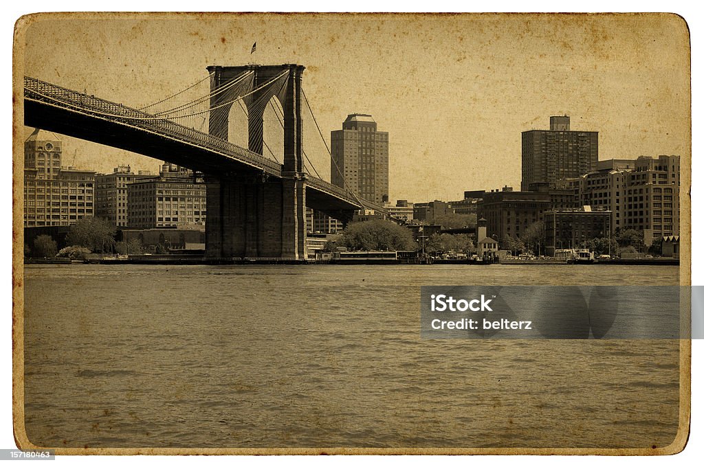 vintage Ponte de brooklyn - Royalty-free Cartão Postal Foto de stock