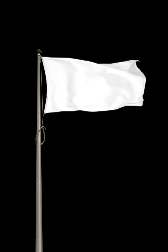 Bandera blanca en blanco photo