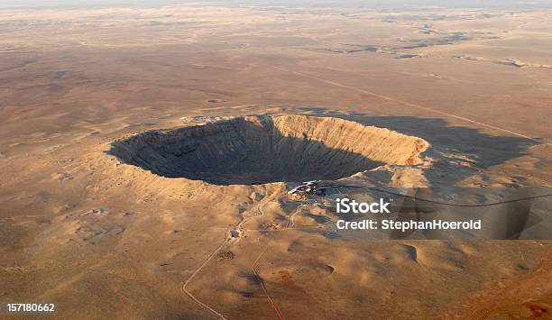 Aerial View Of Barringer Crater In Arizona Stock Photo - Download Image Now