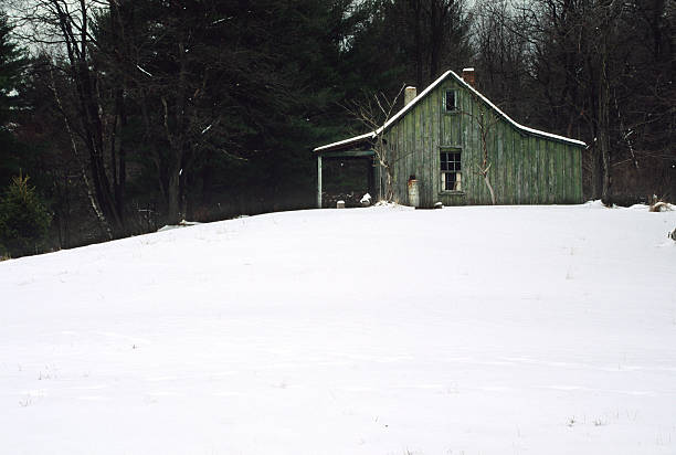 Cabin in Winter stock photo
