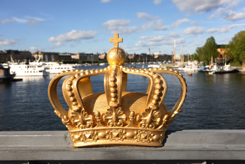 Royal crown on a Skeppsholmen bridge in Stockholm.