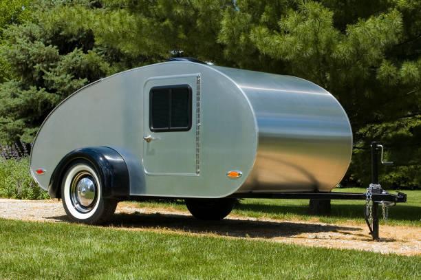 Teardrop Trailer A modern version of a classic teardrop camping trailer. teardrop camper stock pictures, royalty-free photos & images