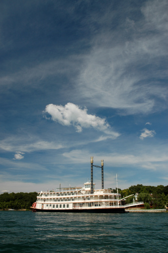 Paddlewheel excursion boat on a lake