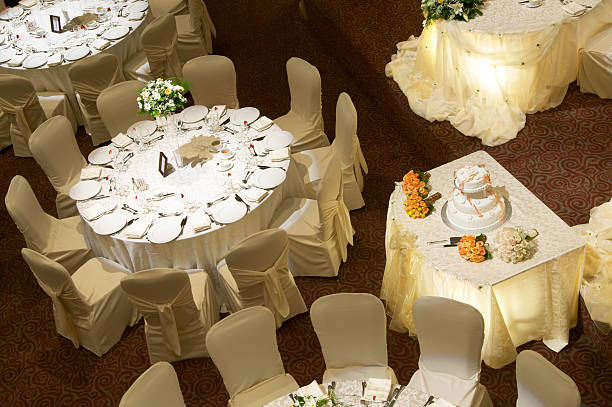 Party tables  wedding hall stock pictures, royalty-free photos & images