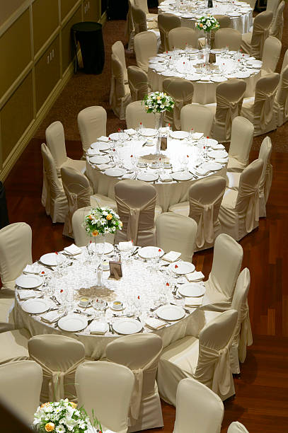 istock Row of Party tables 157181947
