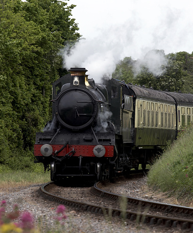 Steam train 9351 on the West Somerset Railway at Watchet