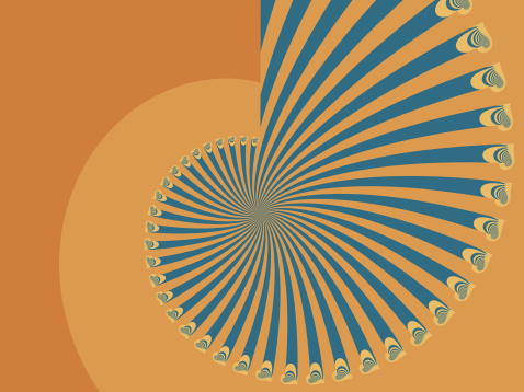 Background and pattern with retro colours, and with a neat little oscillation illusion in the middle. Spiralling!