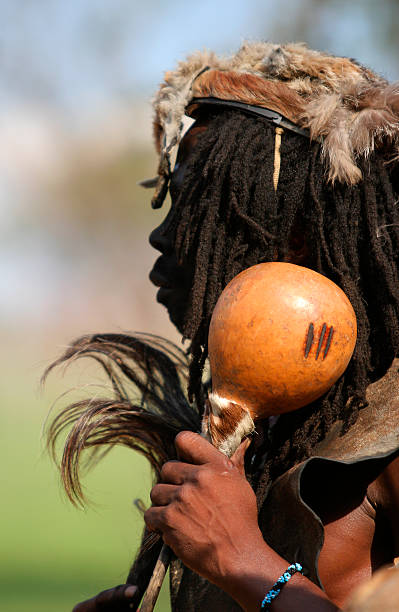 Eshowe, South Africa - March 13, 2004: An unknown Zulu elder wears traditional clothing. The Zulu people number over 9 million with the majority in KwaZulu-Natal.