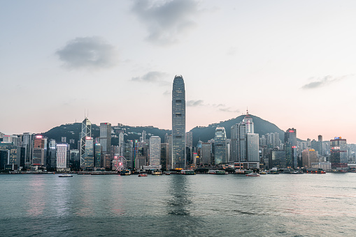 Hong Kong city viewed from Victoria harbor