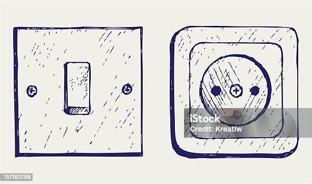 Singolo Interruttore Della Luce E Zoccolo - Immagini vettoriali stock e altre immagini di Arte - Arte, Arti e mestieri, Astratto