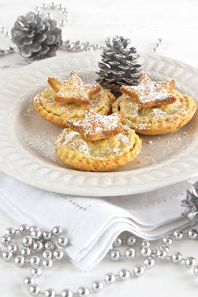 istock Christmas mince pies with silver decorations 157184081
